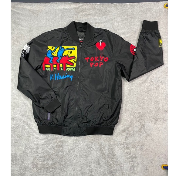 Members Only Other - Members Only Keith Haring Jacket Mens Medium Black Bomber Windbreaker Tokyo Pop